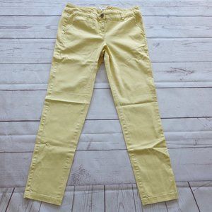 Cabi Cotton Blend Pale Yellow Slim Straight Leg Classic Fit Pants - Size 4
